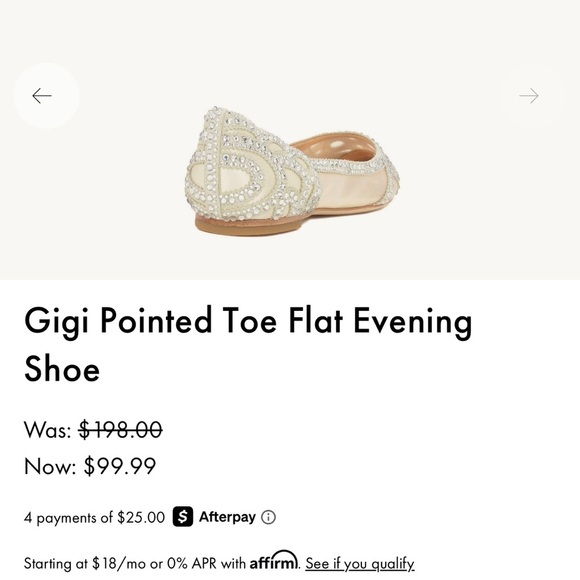 Badgley Mischka Beige Rhinestone Pointed Toe‎ Mesh Ballet Flats Size 6.5 - Picture 9 of 9